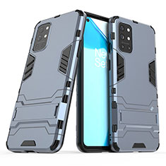 Coque Contour Silicone et Plastique Housse Etui Mat avec Support pour OnePlus 9R 5G Bleu