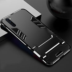 Coque Contour Silicone et Plastique Housse Etui Mat avec Support pour OnePlus Nord Noir