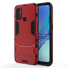 Coque Contour Silicone et Plastique Housse Etui Mat avec Support pour Oppo A11s Rouge