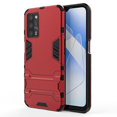 Coque Contour Silicone et Plastique Housse Etui Mat avec Support pour Oppo A55 5G Rouge