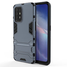 Coque Contour Silicone et Plastique Housse Etui Mat avec Support pour Oppo A94 5G Bleu