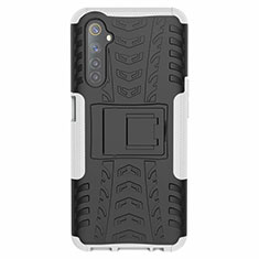 Coque Contour Silicone et Plastique Housse Etui Mat avec Support pour Realme 6s Blanc