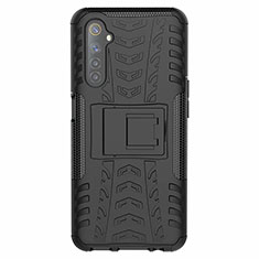 Coque Contour Silicone et Plastique Housse Etui Mat avec Support pour Realme 6s Noir