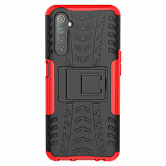 Coque Contour Silicone et Plastique Housse Etui Mat avec Support pour Realme 6s Rouge