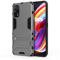 Coque Contour Silicone et Plastique Housse Etui Mat avec Support pour Realme 7 Pro Gris