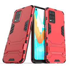 Coque Contour Silicone et Plastique Housse Etui Mat avec Support pour Realme 8s 5G Rouge