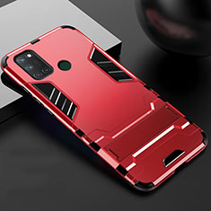 Coque Contour Silicone et Plastique Housse Etui Mat avec Support pour Realme C17 Rouge