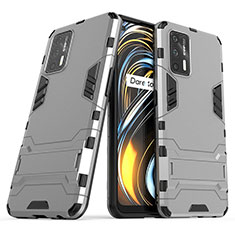 Coque Contour Silicone et Plastique Housse Etui Mat avec Support pour Realme GT 5G Gris