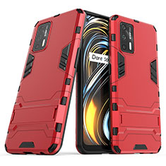 Coque Contour Silicone et Plastique Housse Etui Mat avec Support pour Realme GT Neo 2T 5G Rouge