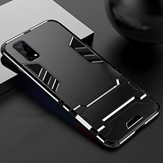 Coque Contour Silicone et Plastique Housse Etui Mat avec Support pour Realme Q2 5G Noir