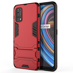 Coque Contour Silicone et Plastique Housse Etui Mat avec Support pour Realme X7 Pro 5G Rouge