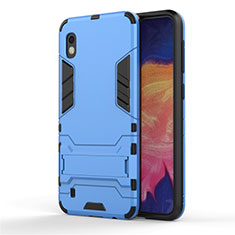 Coque Contour Silicone et Plastique Housse Etui Mat avec Support pour Samsung Galaxy A10 Bleu Ciel