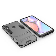 Coque Contour Silicone et Plastique Housse Etui Mat avec Support pour Samsung Galaxy A10s Gris