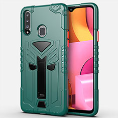 Coque Contour Silicone et Plastique Housse Etui Mat avec Support pour Samsung Galaxy A20s Vert