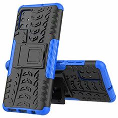 Coque Contour Silicone et Plastique Housse Etui Mat avec Support pour Samsung Galaxy A51 4G Bleu