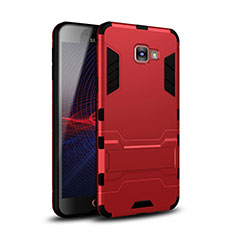 Coque Contour Silicone et Plastique Housse Etui Mat avec Support pour Samsung Galaxy A9 (2016) A9000 Rouge