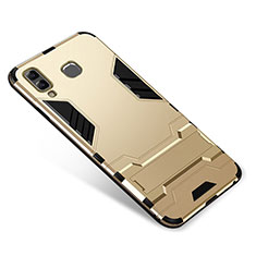 Coque Contour Silicone et Plastique Housse Etui Mat avec Support pour Samsung Galaxy A9 Star SM-G8850 Or