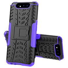 Coque Contour Silicone et Plastique Housse Etui Mat avec Support pour Samsung Galaxy A90 4G Violet