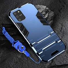 Coque Contour Silicone et Plastique Housse Etui Mat avec Support pour Samsung Galaxy A91 Bleu