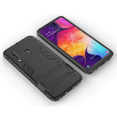 Coque Contour Silicone et Plastique Housse Etui Mat avec Support pour Samsung Galaxy M40 Noir