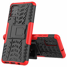 Coque Contour Silicone et Plastique Housse Etui Mat avec Support pour Samsung Galaxy M40S Rouge