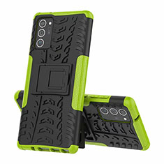 Coque Contour Silicone et Plastique Housse Etui Mat avec Support pour Samsung Galaxy Note 20 Plus 5G Vert