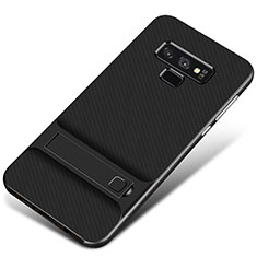 Coque Contour Silicone et Plastique Housse Etui Mat avec Support pour Samsung Galaxy Note 9 Noir