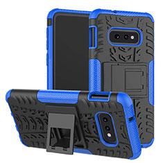 Coque Contour Silicone et Plastique Housse Etui Mat avec Support pour Samsung Galaxy S10e Bleu