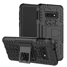 Coque Contour Silicone et Plastique Housse Etui Mat avec Support pour Samsung Galaxy S10e Noir