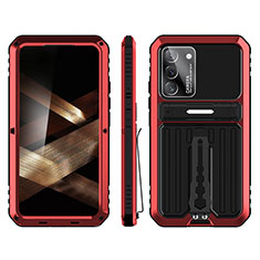 Coque Contour Silicone et Plastique Housse Etui Mat avec Support pour Samsung Galaxy S24 5G Rouge