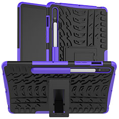 Coque Contour Silicone et Plastique Housse Etui Mat avec Support pour Samsung Galaxy Tab S7 4G 11 SM-T875 Violet