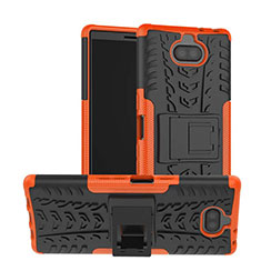 Coque Contour Silicone et Plastique Housse Etui Mat avec Support pour Sony Xperia XA3 Ultra Orange