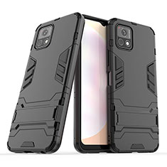 Coque Contour Silicone et Plastique Housse Etui Mat avec Support pour Vivo iQOO U3 5G Noir