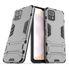 Coque Contour Silicone et Plastique Housse Etui Mat avec Support pour Vivo iQOO U3x 5G Gris