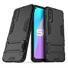 Coque Contour Silicone et Plastique Housse Etui Mat avec Support pour Vivo Y51s 5G Noir