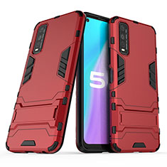 Coque Contour Silicone et Plastique Housse Etui Mat avec Support pour Vivo Y51s 5G Rouge