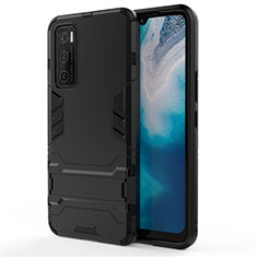 Coque Contour Silicone et Plastique Housse Etui Mat avec Support pour Vivo Y70 (2020) Noir