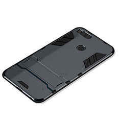 Coque Contour Silicone et Plastique Housse Etui Mat avec Support pour Xiaomi Mi 5X Gris