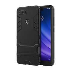 Coque Contour Silicone et Plastique Housse Etui Mat avec Support pour Xiaomi Mi 8 Lite Noir