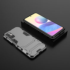 Coque Contour Silicone et Plastique Housse Etui Mat avec Support pour Xiaomi POCO M3 Pro 5G Gris