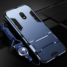 Coque Contour Silicone et Plastique Housse Etui Mat avec Support pour Xiaomi Redmi 8A Bleu