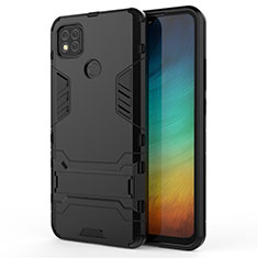 Coque Contour Silicone et Plastique Housse Etui Mat avec Support pour Xiaomi Redmi 9C NFC Noir