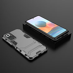 Coque Contour Silicone et Plastique Housse Etui Mat avec Support pour Xiaomi Redmi Note 10 Pro Max Gris