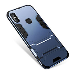 Coque Contour Silicone et Plastique Housse Etui Mat avec Support pour Xiaomi Redmi Note 5 Bleu