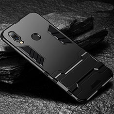 Coque Contour Silicone et Plastique Housse Etui Mat avec Support pour Xiaomi Redmi Note 7 Noir