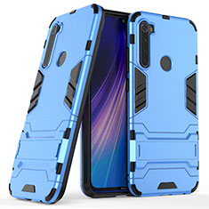 Coque Contour Silicone et Plastique Housse Etui Mat avec Support pour Xiaomi Redmi Note 8 (2021) Bleu