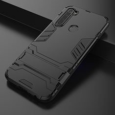 Coque Contour Silicone et Plastique Housse Etui Mat avec Support pour Xiaomi Redmi Note 8 (2021) Noir