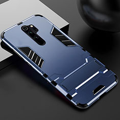 Coque Contour Silicone et Plastique Housse Etui Mat avec Support pour Xiaomi Redmi Note 8 Pro Bleu