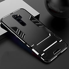 Coque Contour Silicone et Plastique Housse Etui Mat avec Support pour Xiaomi Redmi Note 8 Pro Noir