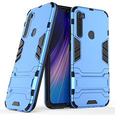 Coque Contour Silicone et Plastique Housse Etui Mat avec Support pour Xiaomi Redmi Note 8T Bleu